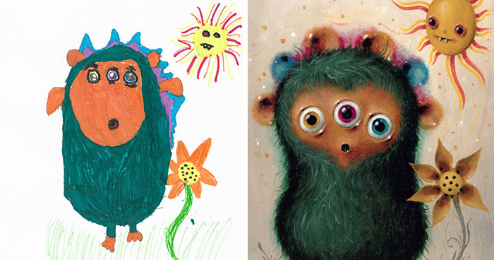 What Happens When Professional Artists Recreate Kids’ Monster Doodles In Their Own Unique Style (New Pics)