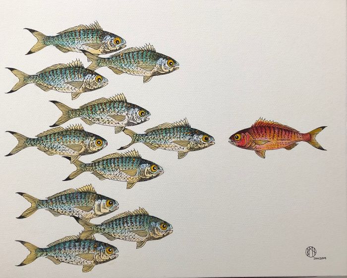 Have Been Painting Australian Herring - With A Red Herring Stopping A School In Its Tracks
