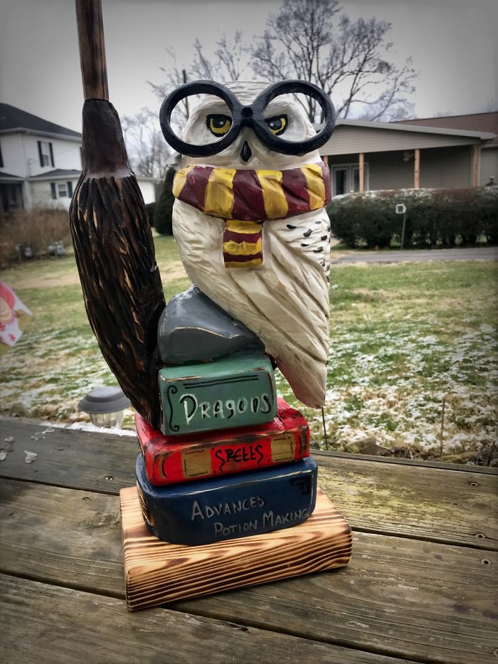 Harry Potter Themed Chainsaw Art Harry Potter Themed Chainsaw Art