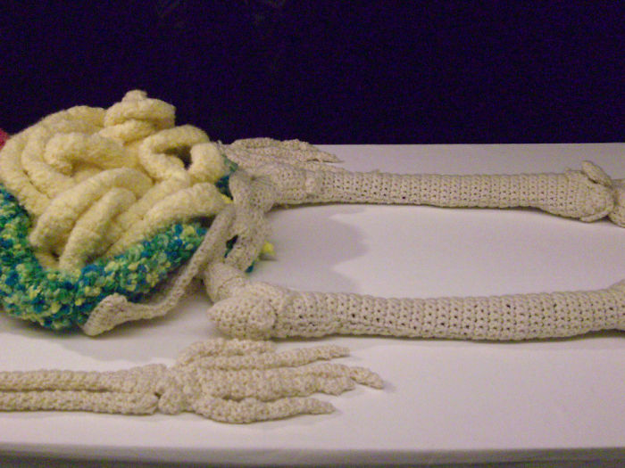 This Life-Size Crochet Skeleton Is So Intricate, The Stomach Even Has Half-Digested Food In It