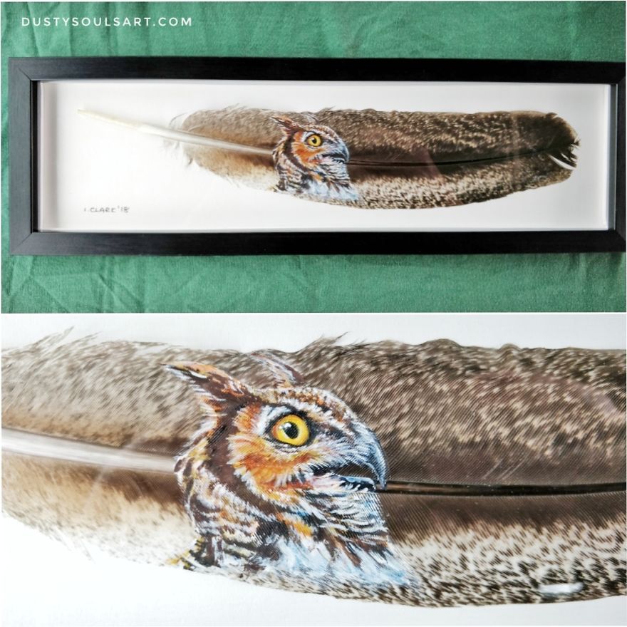 Painted Feather: Eagle Owl On Peafowl