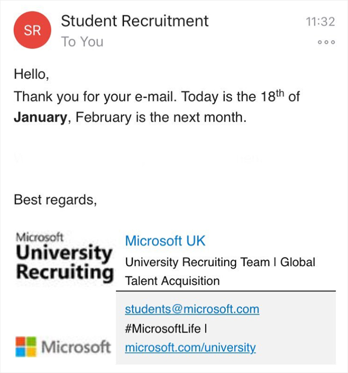 After Accidentally Showing Up For A Microsoft Job Interview A Month Early, This Student Shares Her Emails