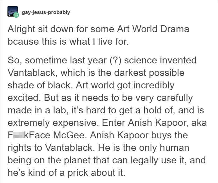 Artist Buys Rights To A Black Pigment So Others Can't Use It, Gets Trolled In Return