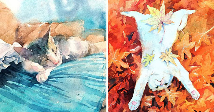 I Illustrate The Crazy Life Of Being A Cat In My Watercolor Paintings (30 Pics)
