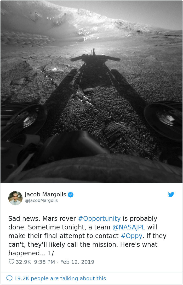 People Post Heartwarming Tributes To NASA's Rover Opportunity Which Stopped Working After 15 Years On Mars