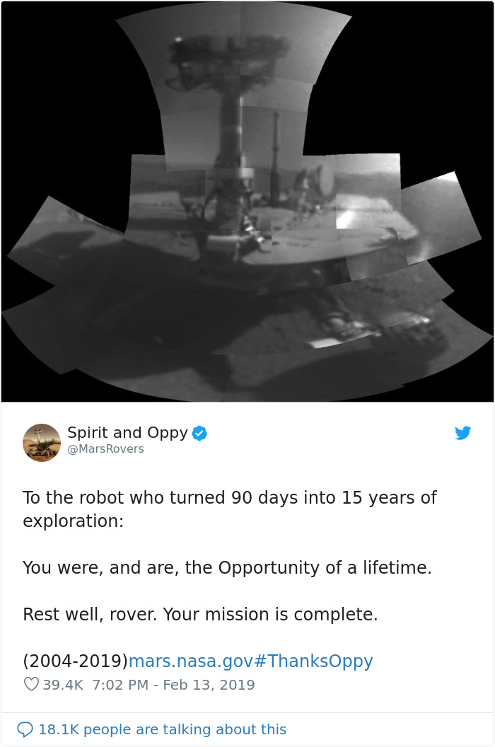 People Post Heartwarming Tributes To NASA's Rover Opportunity Which Stopped Working After 15 Years On Mars