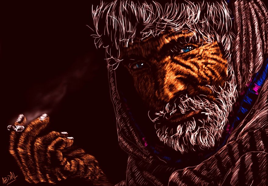 I Draw Digital Portraits That Look Like They Are Etched Using Light.
