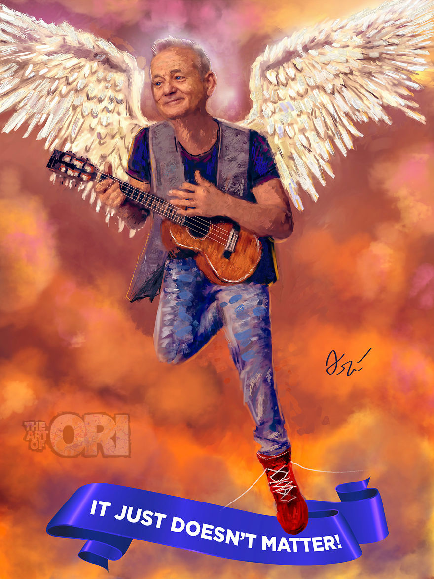 I Painted Bill Murray As An Angel With A Ukulele. I Painted Bill Murray As An Angel With A Ukulele.