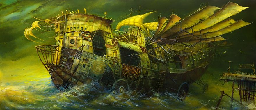 I Am Painting Fantasy Ships With Oil