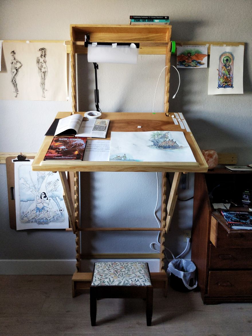I Made An Adjustable Art Desk With A Wall Mount
