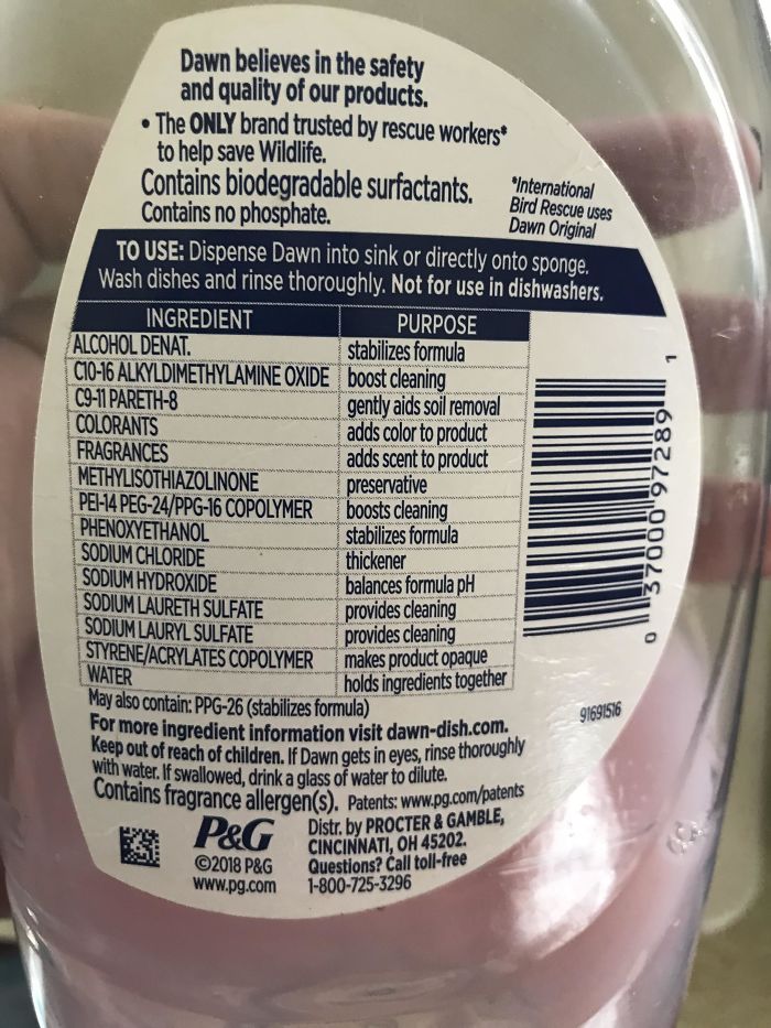 This Dish Soap Lists The Purpose For Each Ingredient