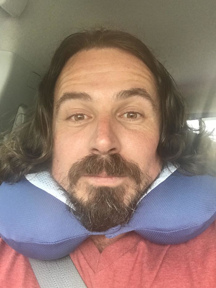 When Your Travel Pillow Makes You Look Like Shakespeare