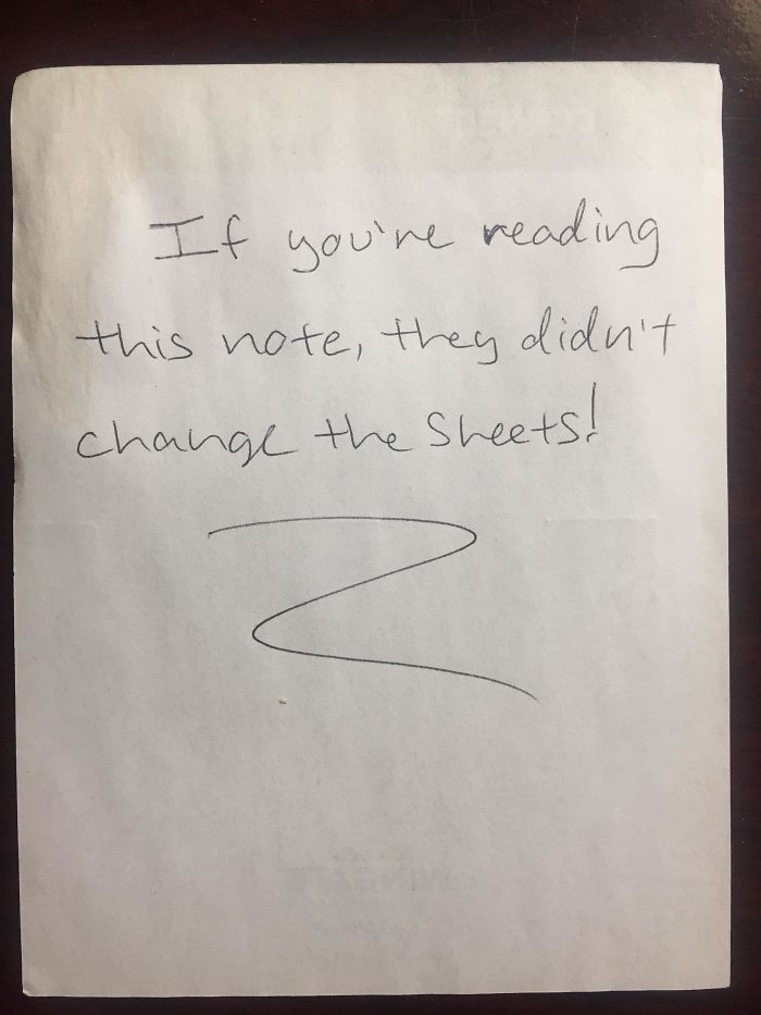 Anoche encontré esta nota en la cama del hotel