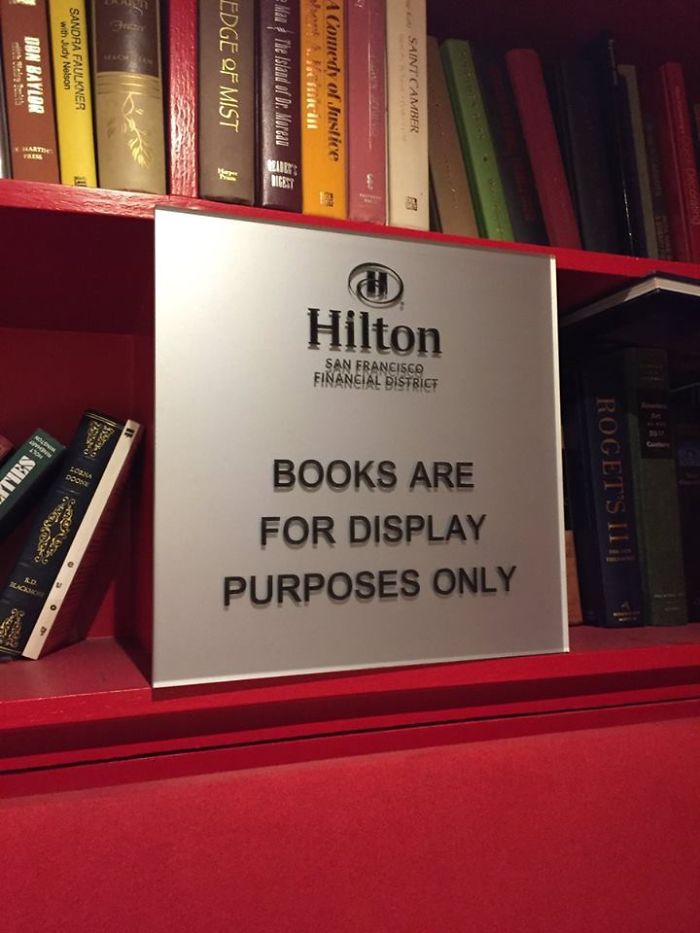 This Hotel Doesn't Allow You To Use Books For Their Intended Purpose