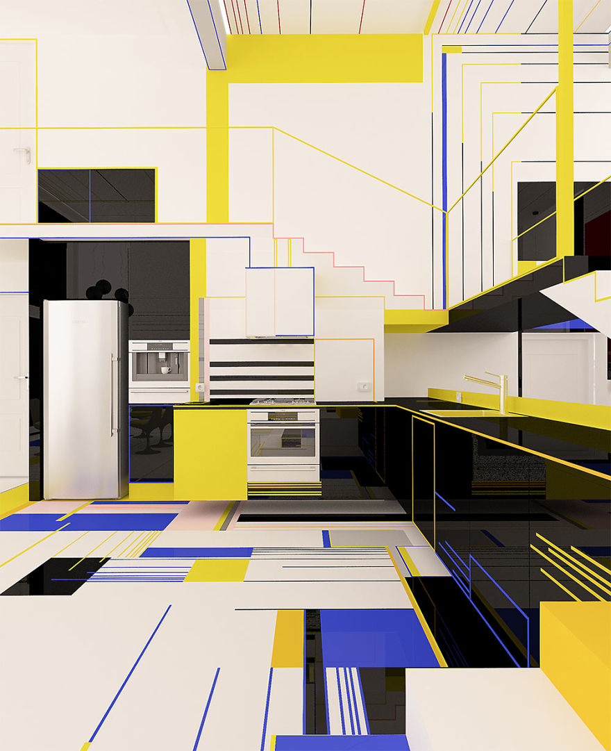 Bulgarian Designers Unveil The 'Aesthetic Apartment' That Looks Like A Piet Mondrian Painting