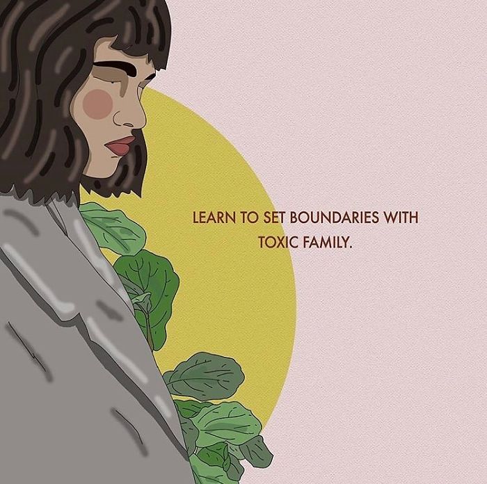 Not Everyone's Family Is A Source Of Love And Support. Boundary Setting Can Be Extremely Difficult, Especially With Family, But It's Important To Do In Order To Protect Yourself. . . .
.
#recipesforselflove #boundaries #bodypositive #toxicfamily #protectyourenergy
#selflove #selfcare #loveyourself #smashthepatriarchy #instagood #youareperfect #family #fuckthepatriarchy #effyourbeautystandards #feminism #lifestyle #quote #feminsta #feminist #zine #illustration #digital #drawing #adobe #design #graphic #art #instalove #love #yourself