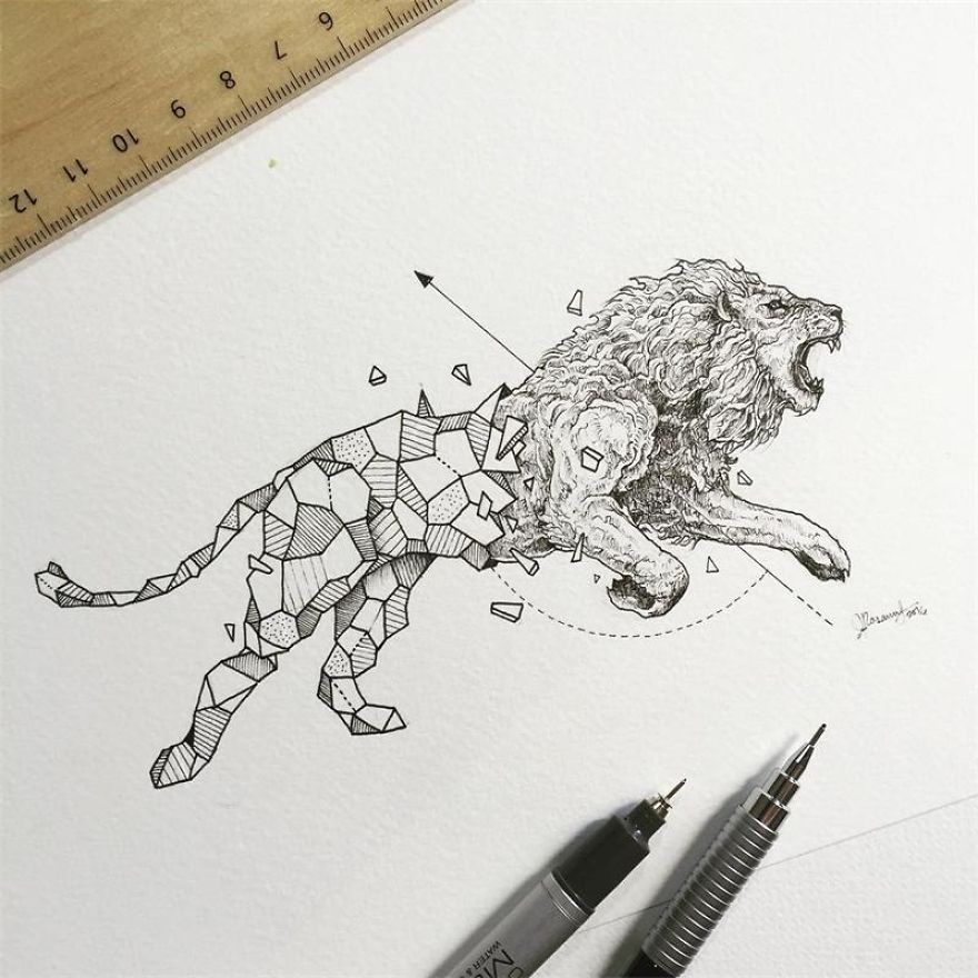 Fantastic Collection Of Illustrations “Geometric Beasts” By Kerby Rosanes