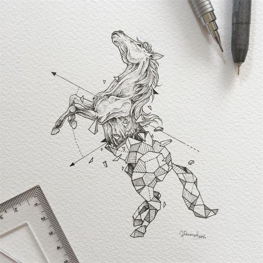 Fantastic Collection Of Illustrations “Geometric Beasts” By Kerby Rosanes