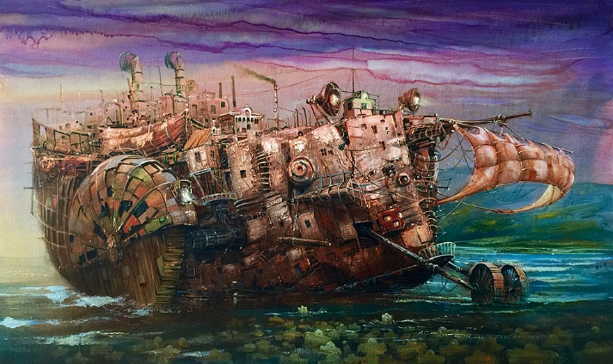 I Am Painting Fantasy Ships With Oil