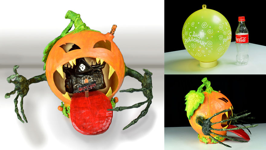 I Made A Fairy House Swallowed By Pumpkin Using Balloon And Plastic Bottle ! I Made A Fairy House Swallowed By Pumpkin Using Balloon And Plastic Bottle !