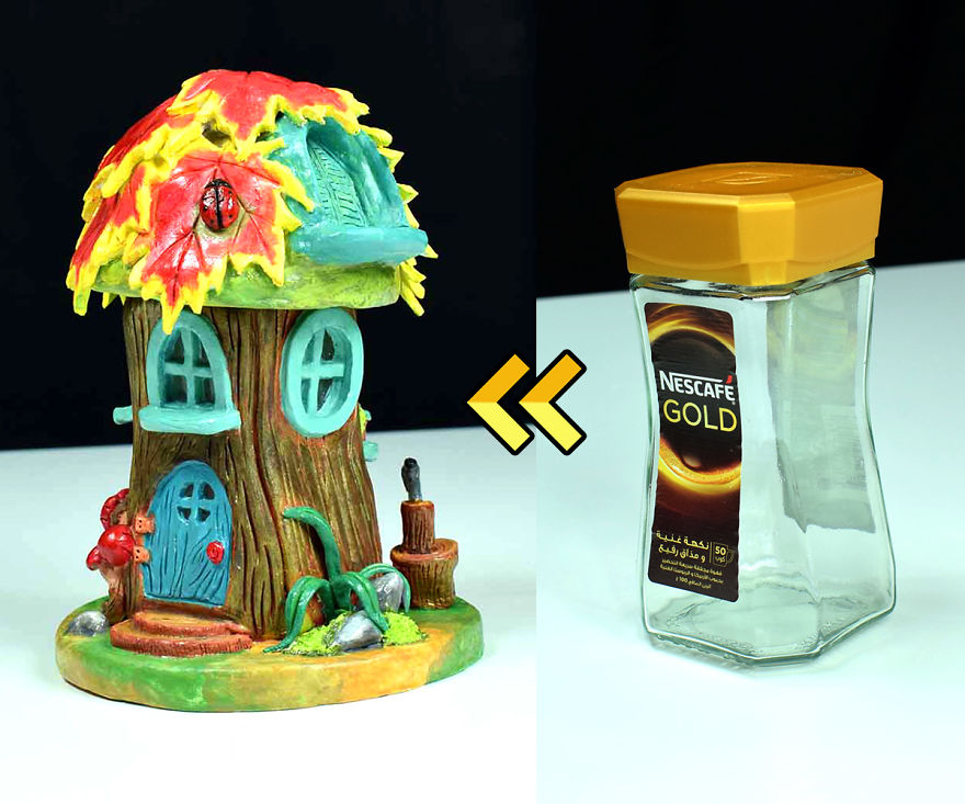 I Transform A Coffee Jar To A Fairy House Lamp