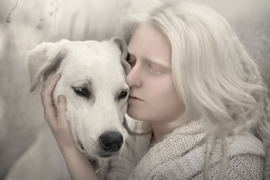 Ori - Albino With Vision Loss - And Sheleg - A Very Shy Dog