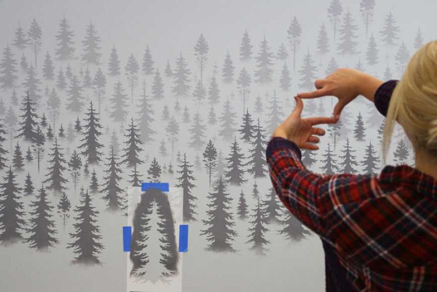How To Stencil A Misty Mountain Wall Mural