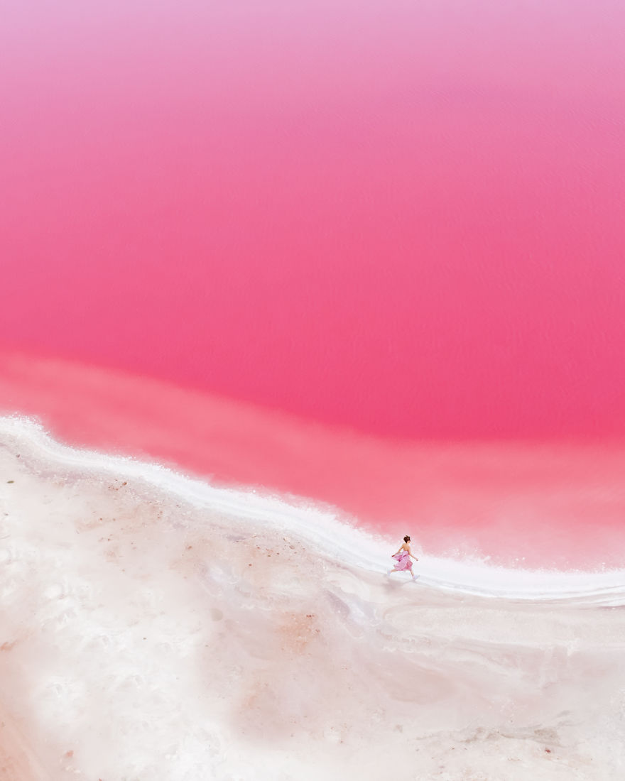 Magic Pink Lagoon In Western Australia