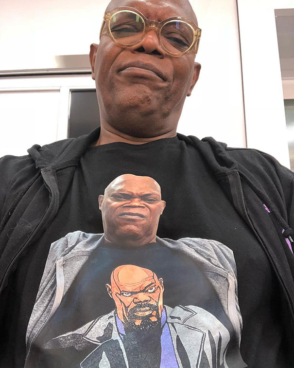 Samuel L. Jackson Wearing A T-Shirt Of Himself Wearing A T-Shirt Of Himself
