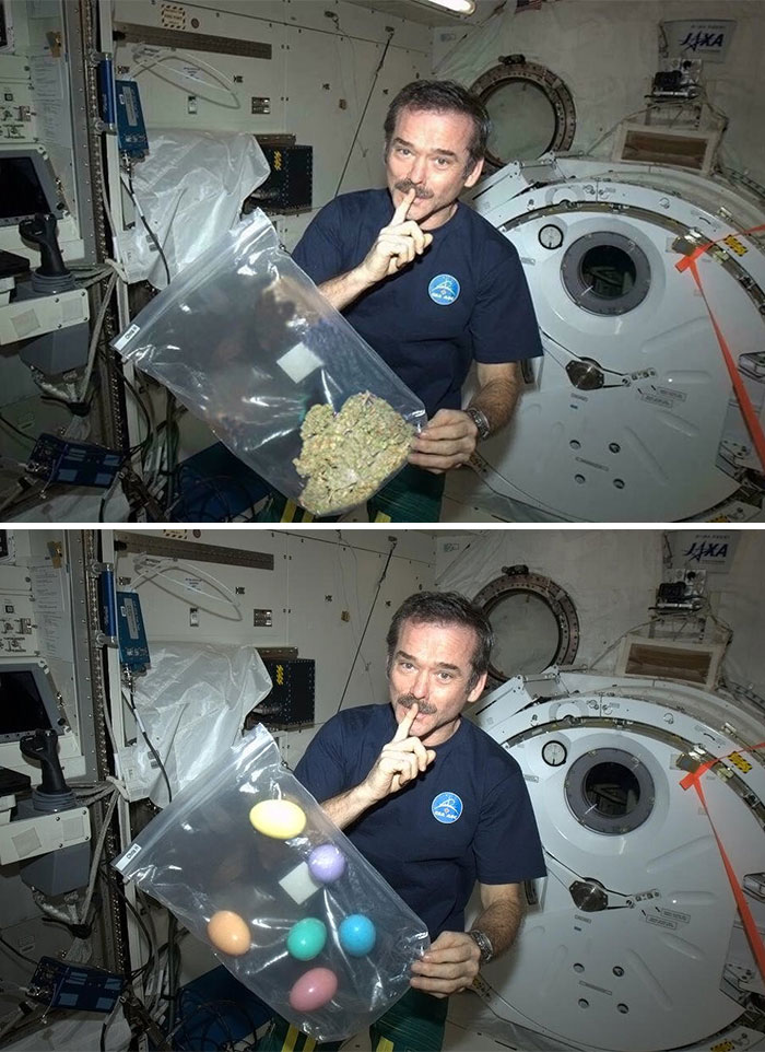 Astronauta con marihuana en el espacio