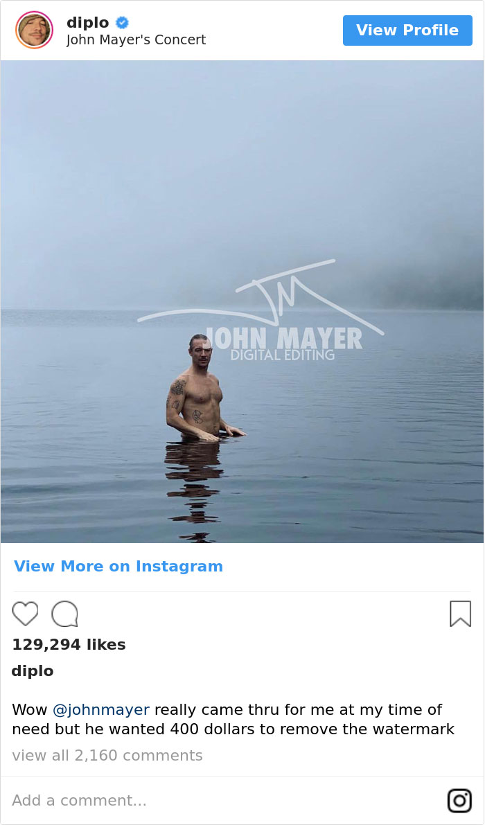Diplo Complains About People 'Ruining' His Photo, So John Mayer Photoshops Them Out And Asks For $400