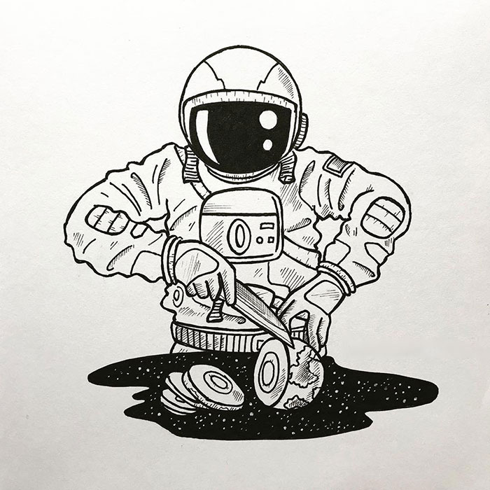 Artist Illustrates A Lonely Astronaut Wandering In Space (28 Pics)