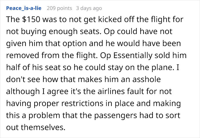 Guy Asks If He's Wrong To Make Obese Man Pay Him $150 For Taking Up Part Of His Seat On A 5-Hour Flight