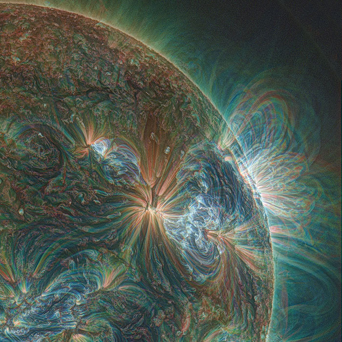 El sol a través de una lente ultravioleta
