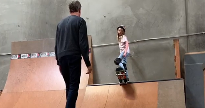 Tony Hawk’s Daughter Overcoming Her Fear In Real Time