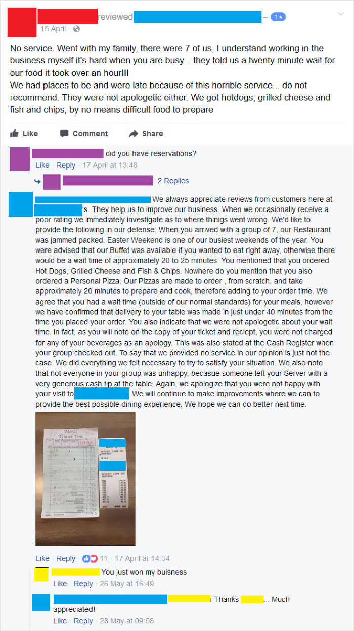 Local Restaurant Gets A Negative Review, Replies To Customer Calling Them Out And Providing Proof