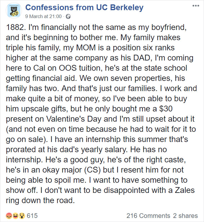 Rich Girl Confesses She Resents Her Boyfriend Because He Can't Spoil Her, Gets Shut Down With Responses