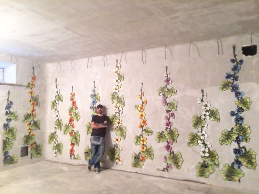 How I Made 30 Malva’s Stems 3 Meters High And 290 Buds For Interior Decoration