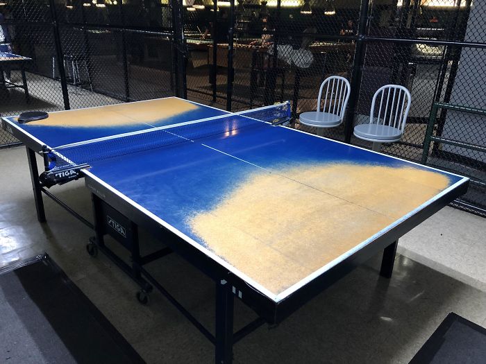 Was Told To Post This Here. The Local Place I Play Ping Pong At. They Haven’t Changed The Tables In 20 Years