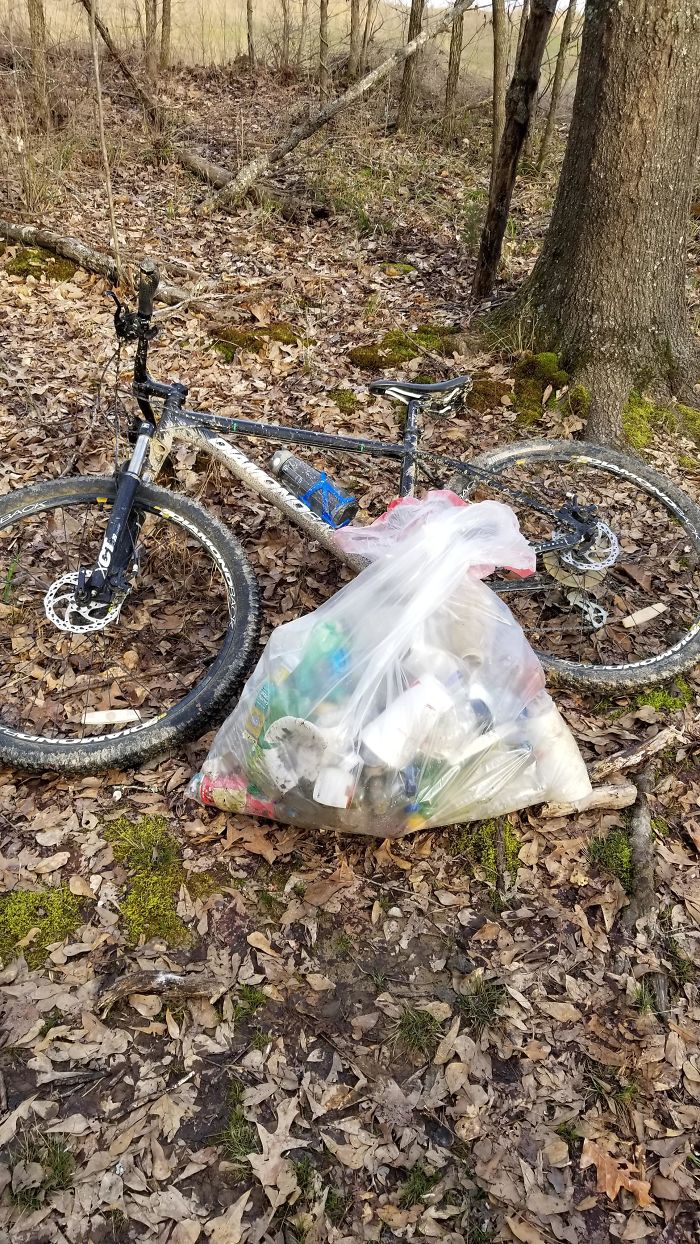 Took A Bike Ride Around A Local Park, Collected This In Just About An Hour. I Noticed So Much More Garbage Once O Started Looking For It, So I Plan On Going Back Tomorrow And The Next Day For More!