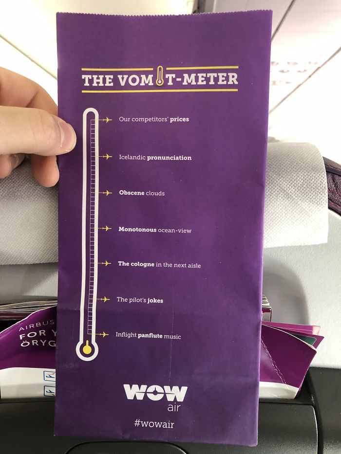 WOW Air Has A Vomit-Meter On Their Sick Bags