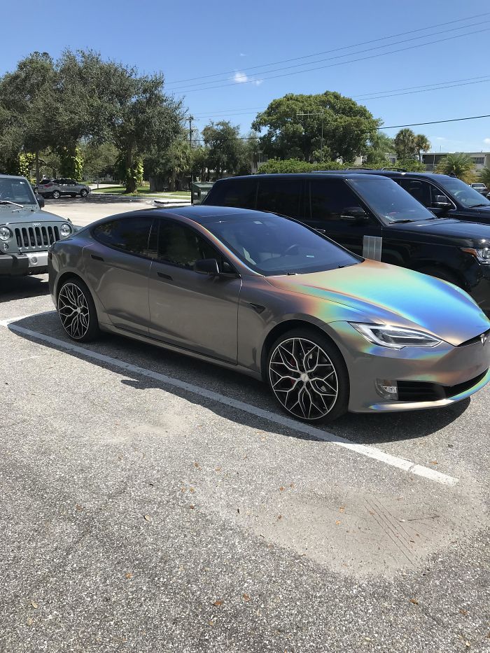 Saw A Tesla The Other Day With A Color Changing Paint Job