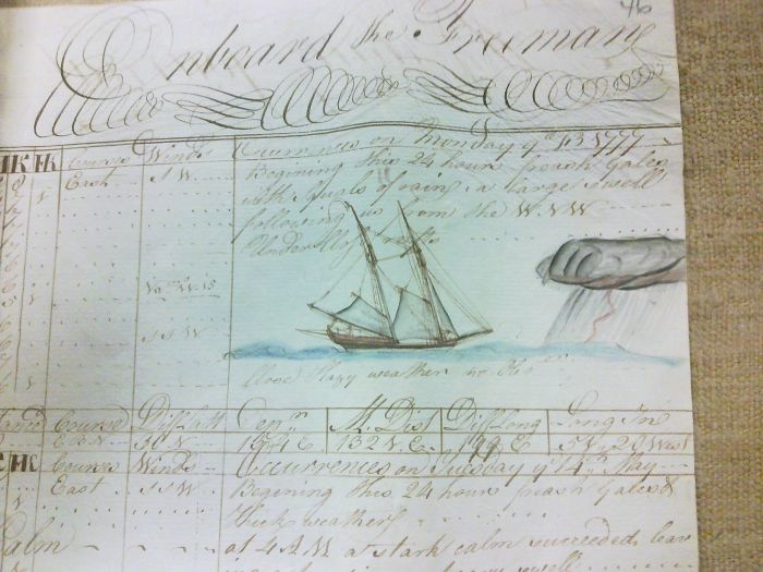 Página de un diario de capitán de barco de 1777