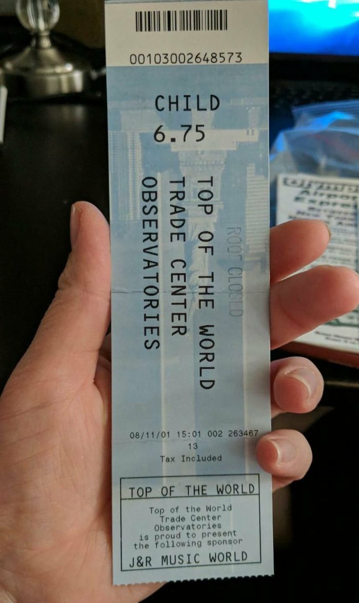 My Girlfriend Found An Old Ticket Stub Of Hers To The Top Of The World Trade Center Dated 08/11/01