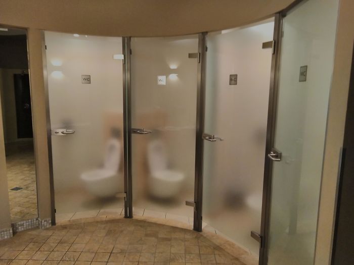 Super Awkward Semi-Transparent Bathroom Stall Doors