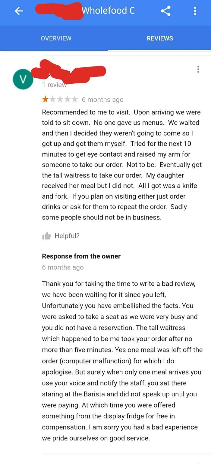 Someone Posts A Bad Review Which Twists The Facts, Owner Shortly Calls Him Out On His Bs