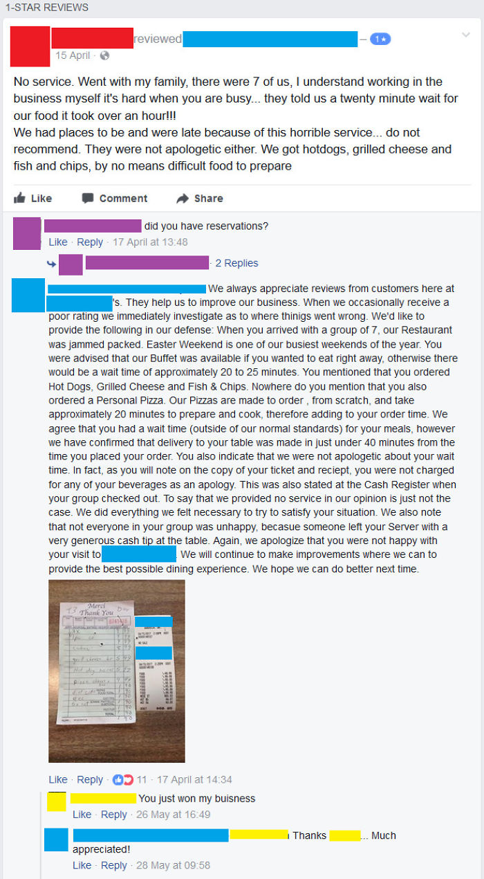 Local Restaurant Gets A Negative Review, Replies To Customer Calling Them Out And Providing Proof