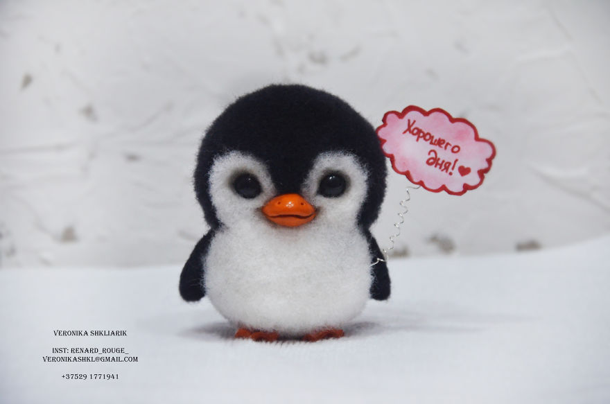 Cute Penguin Felting Пингвин Из Шерсти Валяный Сухое Валяние