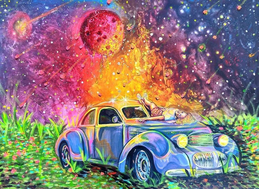 Artist Paints Psychedelic Happiness Artist Paints Psychedelic Happiness