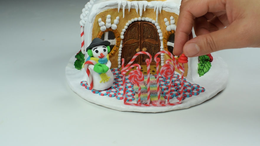 I Upcycled A Worn Plastic Bowl Into Polymer Clay Sweet Candy House